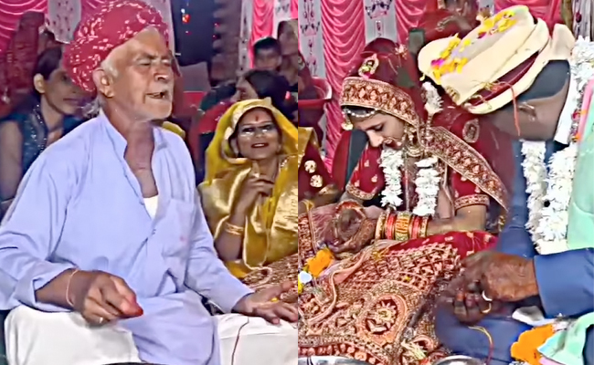 पंडित जी की बातें सुनकर मंडप में बैठे दूल्हा दूल्हन नहीं कर पाए अपनी हंसी पर कंट्रोल, देखें VIDEO