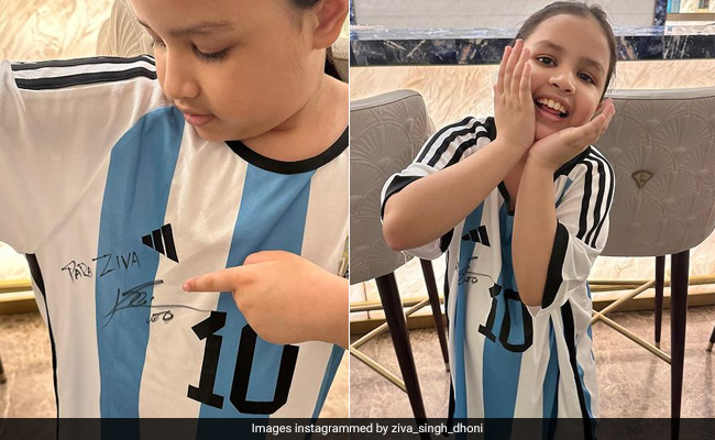 In A Lionel Messi-Signed Jersey, It Seems Like Ziva Dhoni Is A Fashionable Little Football Fan In The Making