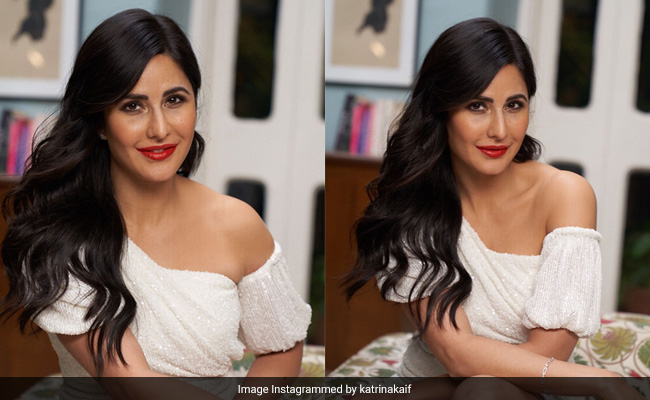 "It's The Season" For Katrina Kaif To Look Christmassy As Ever In A White Sequin Dress With Bold Red Lips