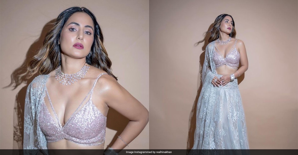 Hina Khan's Silver Sequin <i>Lehenga</i> Gives Holiday Sparkle An Ethnic Flavour