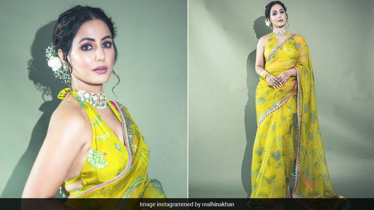 Hina Khan's Breezy Yellow Floral <i>Saree</i> Gives Spring Wedding Vibes In The Middle Of Winter