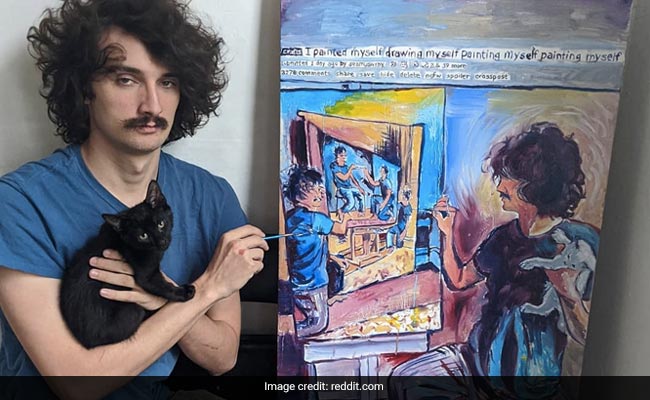 This Artist "Painted Himself Painting Himself", Internet Is Stunned