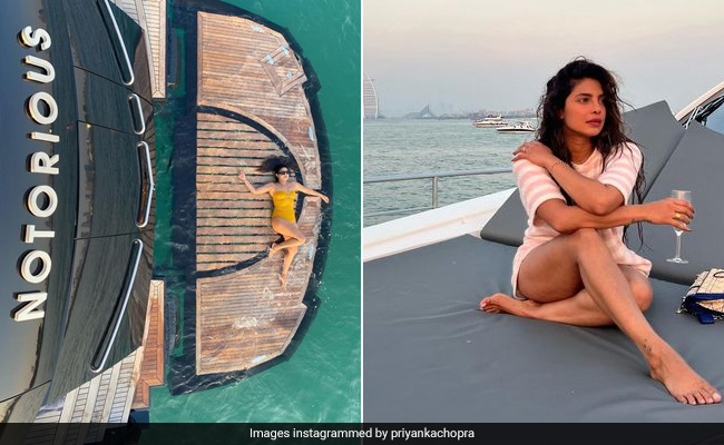 Priyanka Chopra Serves "Weekend Vibes" In Dubai In A Sunshine Yellow Swimsuit On A Yacht By The Sea