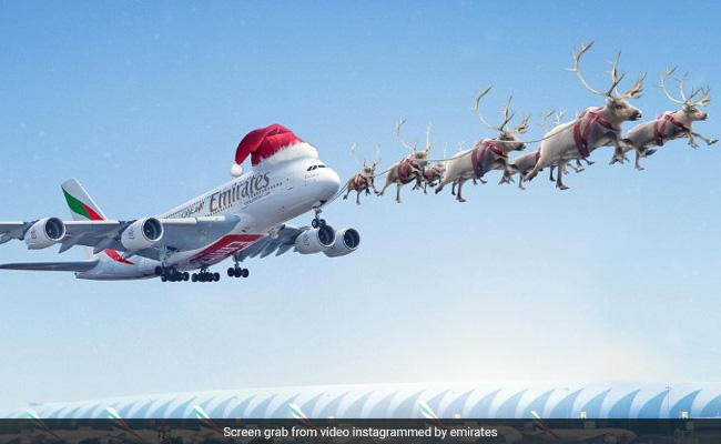Viral Video Shows Emirates' Airbus A380 Transformed Into Santa's Sleigh Pulled By Reindeers