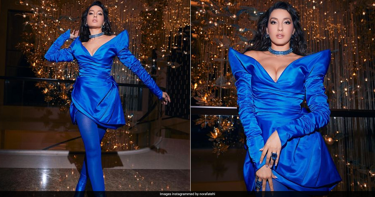 We Never Imagined Nora Fatehi's Entirely Blue Ensemble Would Have The Exact Opposite Effect On Our Mood