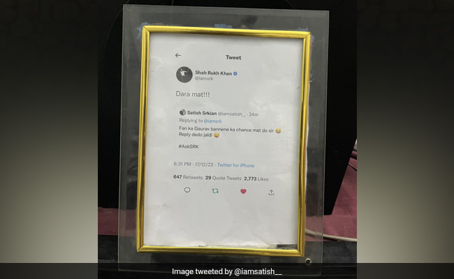 Shah Rukh Khan's Fan Frames His Reply From His 15-Minute Twitter Q&A. See Post