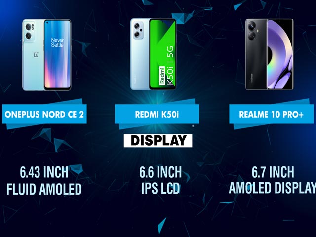 Comparison - Realme 10 Pro+ vs OnePlus Nord CE 2 vs Redmi K50i