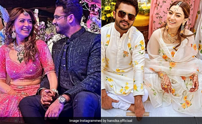 Viral: Pics From Hansika Motwani And Sohael Khaturiya's Haldi And Sangeet Ceremonies