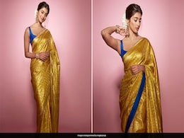 Obviously "<i>Desi</i> > Everything Else" For Pooja Hegde In A Colour Block <i>Saree</i> Obviously "<i>Desi</i> > Everything Else" For Pooja Hegde In A Colour Block <i>Saree</i>