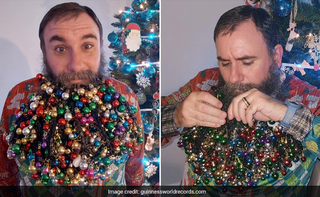 Watch: Man Creates World Record By Hanging 710 Christmas Baubles From His Beard