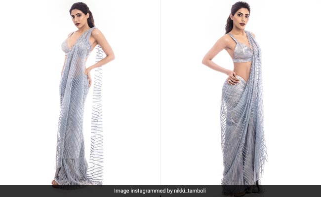 Nikki Tamboli's Sheer Silver <i>Saree</i> Headlines Winter Wedding Style In Her Personal Way