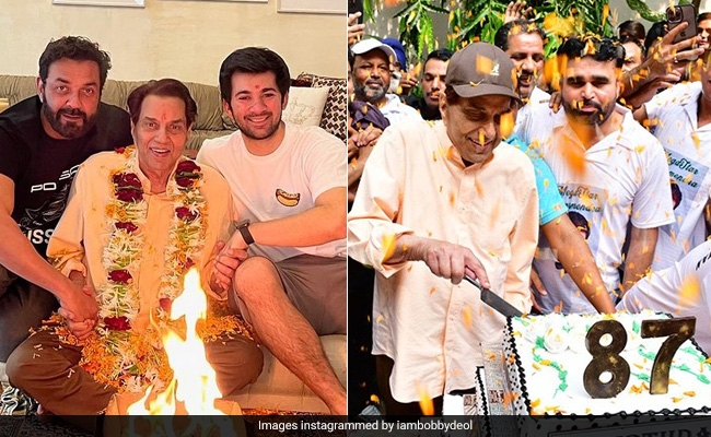 Dharmendra's 87th Birthday Celebrations: Cuts Cake With Fans, Fam-Jam And More