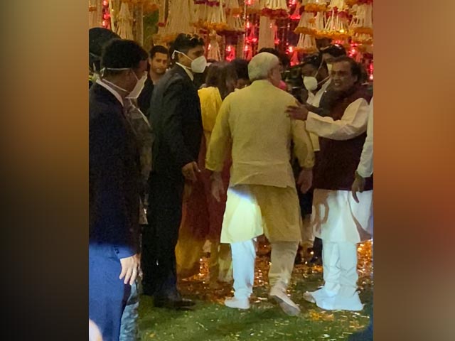 Mukesh Ambani Welcomes Guests At Son Anant's Engagement