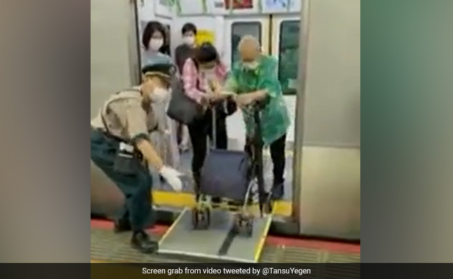 Viral Video: Japanese Officials Help Old Man Get Down From Train