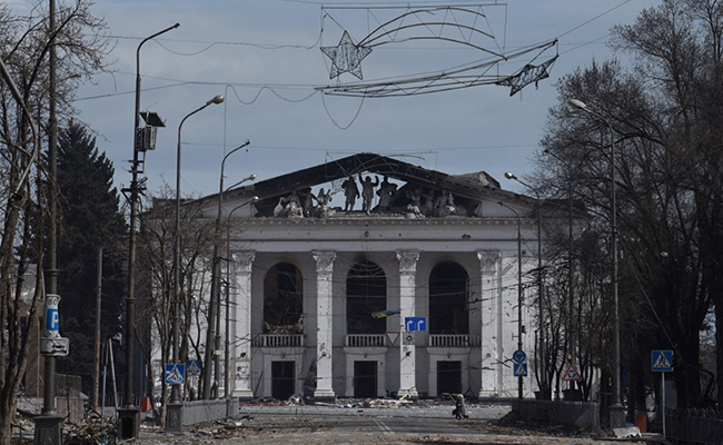 Ukraine Says Russia Demolishing Bombed Mariupol Theatre To Hide "Crimes"