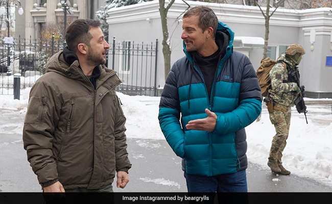"Stay Strong": UK TV Star Bear Grylls Meets Volodymyr Zelensky In Ukraine