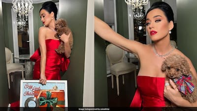 Katy Perry Stuns In Red When Her 'Cozy Little Christmas' Song Goes Platinum