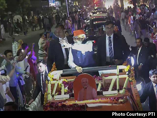 PM's Mega 50-km Roadshow In Ahmedabad
