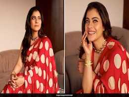 Kajols Stunning Red Saree With Golden Polka Dots Exudes Retro Vibes Kajols Stunning Red Saree With Golden Polka Dots Exudes Retro Vibes