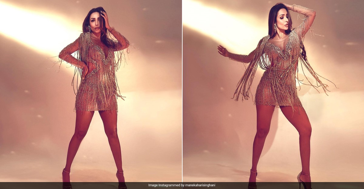 Malaika Arora Dazzles With Chains And Tassels On Her Sheer Nude Mini