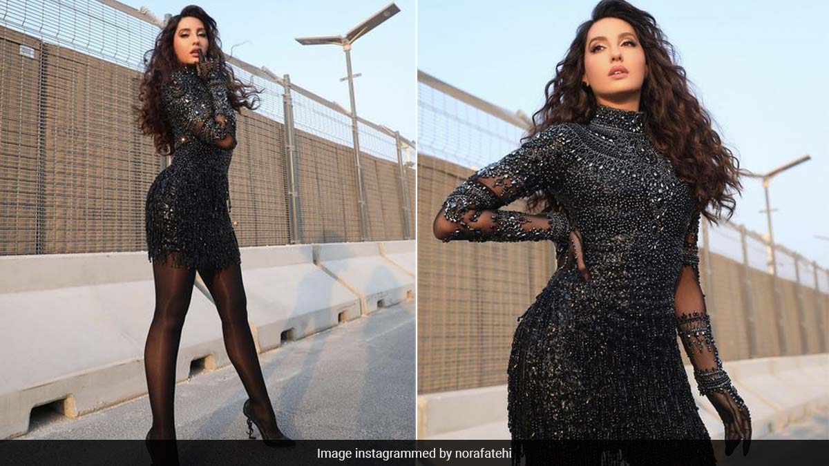 Nora Fatehi Turned Heads And How In A Fabulous Embellished Sheer Black Mini Dress For The FIFA World Cup 2022 Final