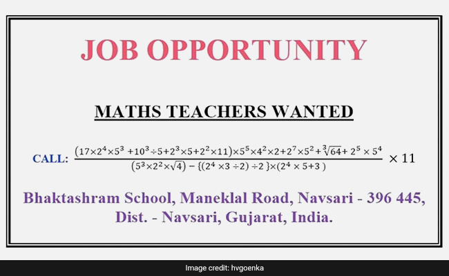 Harsh Goenka Shares Unique Ad By Gujarat School Seeking Maths Teachers. See Post