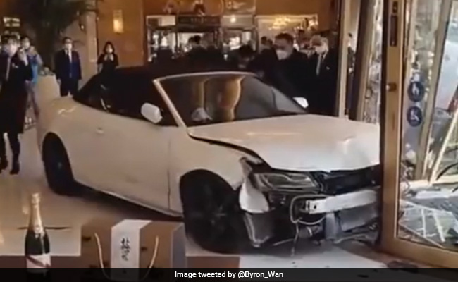 Video: Upset With Staff, Chinese Man Rams Sports Car Through Hotel Lobby