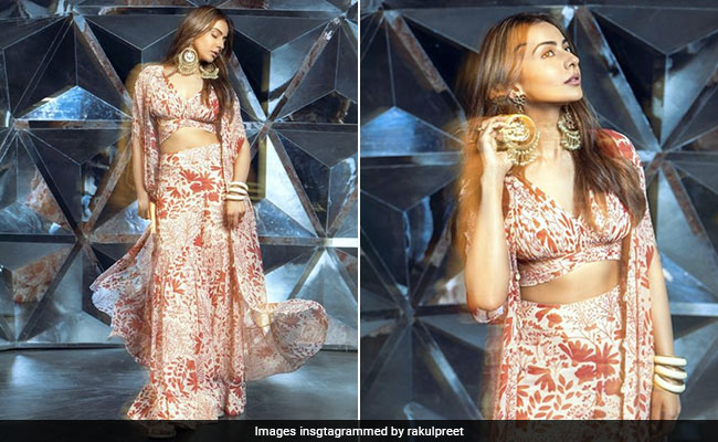 Rakul Preet Singh Keeps It Fabulously Floral In A Fusion Pink <i>Sharara</i> Set