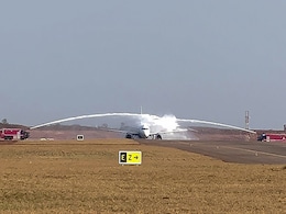 Goa Gets Second Airport, Water Canon Salute For First Flight, Live Band Goa Gets Second Airport, Water Canon Salute For First Flight, Live Band