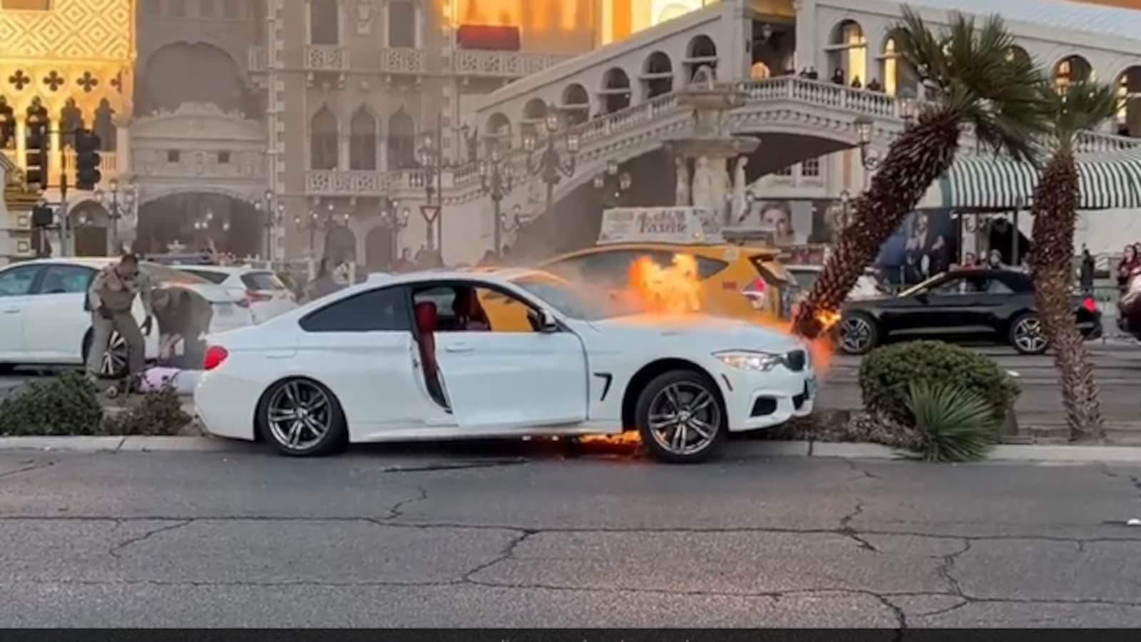 Caught On Camera: Man Pulled Out Of Burning Car In US With Help Of Police