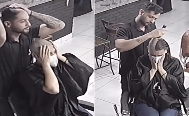 Emotional Video Shows Barber Shaving Off His Hair To Support Woman Battling Cancer