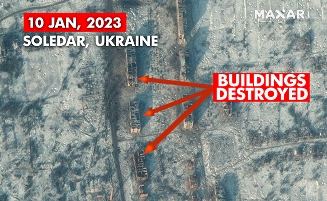 Latest Ukraine Satelite Pics Show Damaged Homes, Bombed Fields