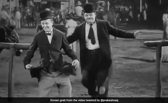 Actor Prakash Raj Celebrates <i>Naatu Naatu's</i> Win With Laurel And Hardy