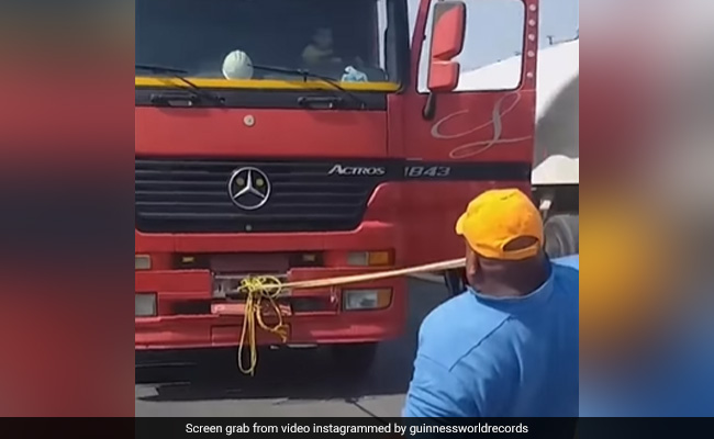 Watch: Man Pulls Truck With Teeth, Sets Guinness World Records