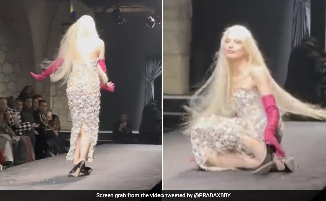 Video: Supermodel Kristen McMenamy Ditches Valentino Heels After She Falls At Paris Fashion Week