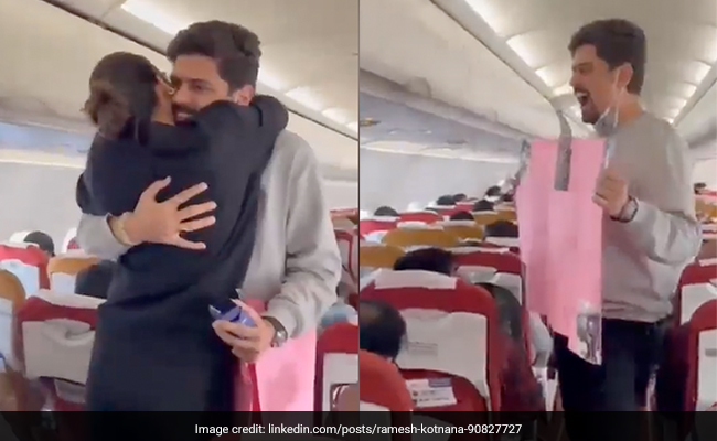 Man Surprises Girlfriend On Flight, Proposes Mid-Air, Video Goes Viral