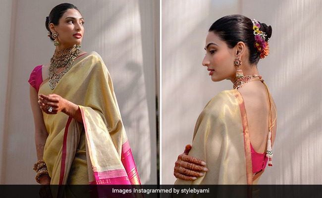 Athiya Shetty Is The Most Stunning South Indian Bride In A Pink And Gold <i>Saree</i>