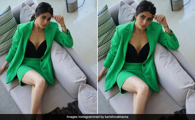 Karishma Tanna "Remains A Classic In A World Full Of Trends" In A Bright Green Skirt Suit