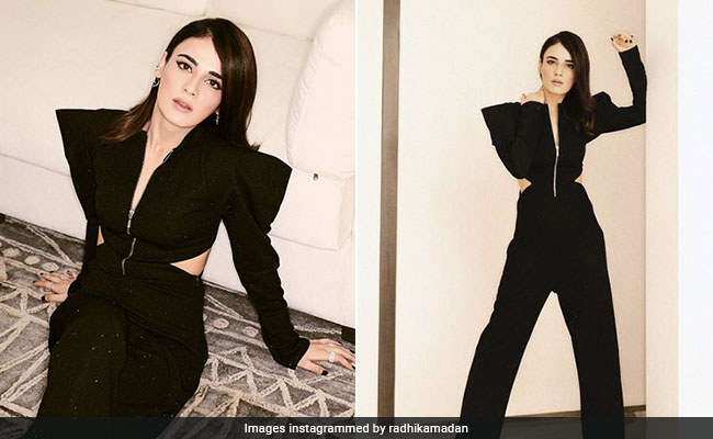 Radhika Madan's Cutout Black Jumpsuit Has Got The Power (Shoulders)