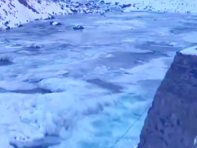 Ladakh River Freezes Due To Drop In Temperature In Kargil