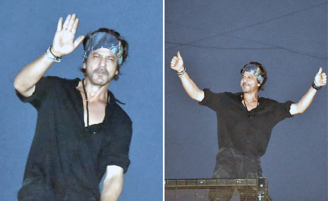 Shah Rukh Khan's Black Shirt And Bandana Look Is Charming As Ever As He Greets Fans At Mannat