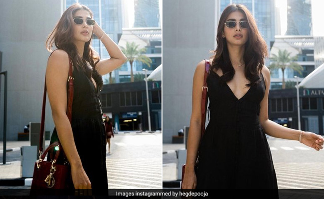 Pooja Hegde, A Black Dress, A Burgundy Dior Bag And A Sunny Afternoon In Downtown Dubai