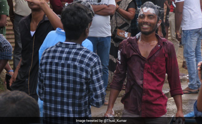 Tamil Protesters In Sri Lanka Pull Out Shampoo To Wash Hair As Police Fire Water Cannons