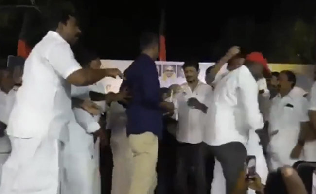 Watch: Tamil Nadu Minister KN Nehru Pushes DMK Party Worker