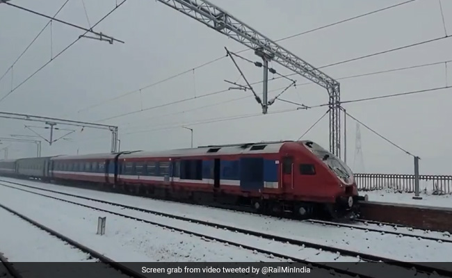 Watch: Stunning View Of Train Passing Through Snow-Covered Kashmir Valley