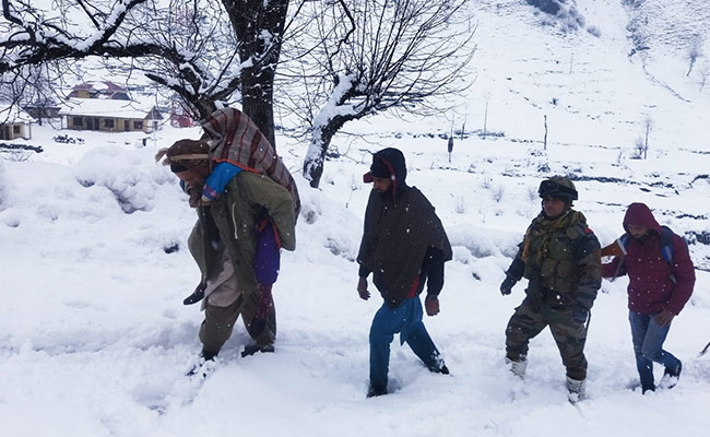 Watch: Soldiers Trudge Through Snow To Rescue 80-Year-Old Woman Near LoC