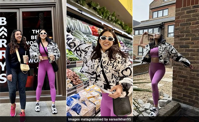 Sara Ali Khan Keeps It Monochrome Sporty Chic With A Rs 1.7 Lakh Graffiti Puffer Jacket