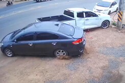 Pickup Truck Loses Control And Smashes Into Parked Car In Thailand Pickup Truck Loses Control And Smashes Into Parked Car In Thailand