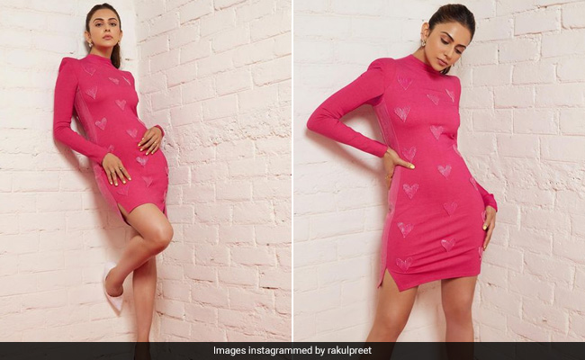 Rakul Preet Singh In A Pretty Pink Turtleneck Dress Has All Of Our "Hearts", Almost Literally