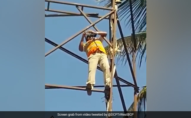 Watch: Bengaluru Traffic Cop Climbs Hoarding To Save A Pigeon, Internet Thanks Him
